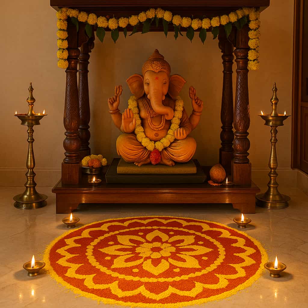 Mandala Rangoli with Haldi & Kumkum