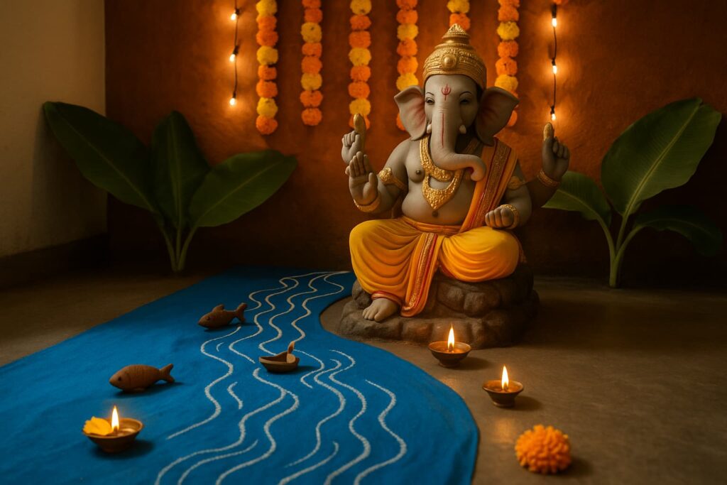 river-theme-ganesha-decoration-tunga-sharavathi