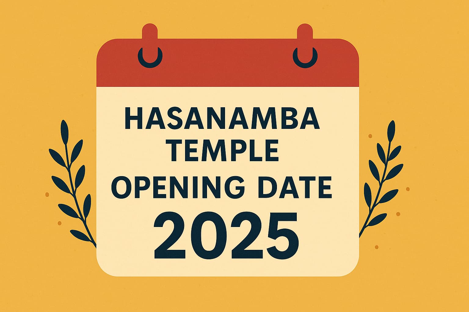 Festive digital illustration with glowing lamps and floral patterns, featuring text Hasanamba Temple Opening Date 2025 in landscape format