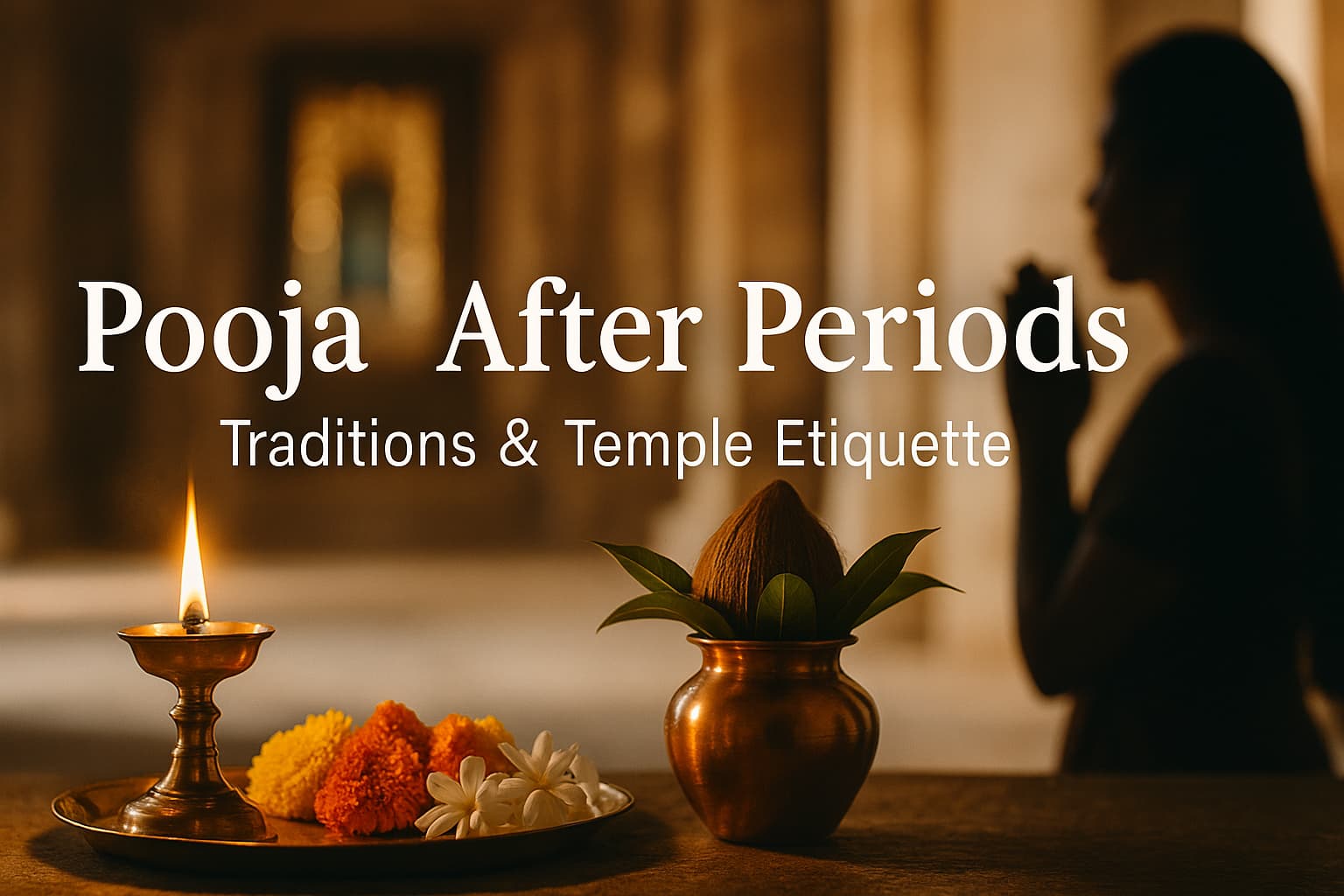 Pooja after periods: diya, flowers and kalasha inside a Hindu temple — Traditions & Temple Etiquette