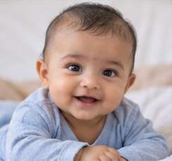Baby portrait illustrating the name Akash
