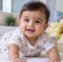 Baby portrait illustrating the name Amogh