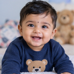 Baby portrait illustrating the name Anirudh